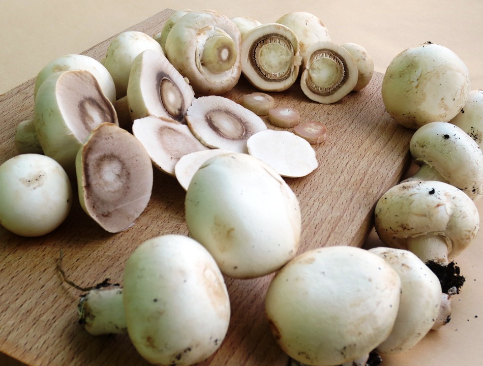 Button mushrooms on a table