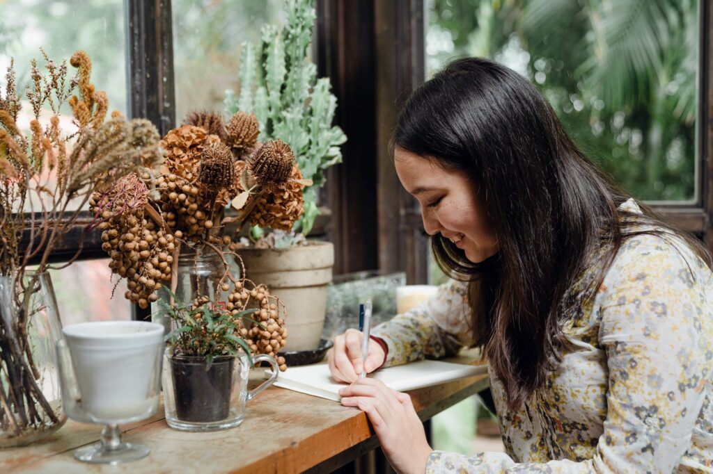 Woman planning a garden 