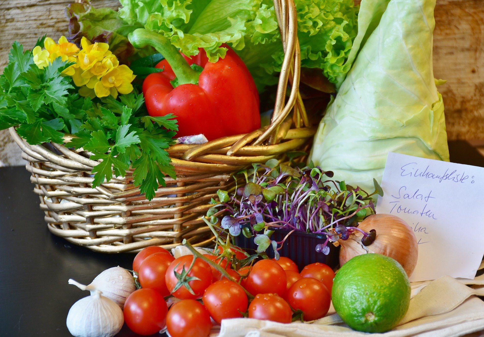 A basket of fresh vegetables