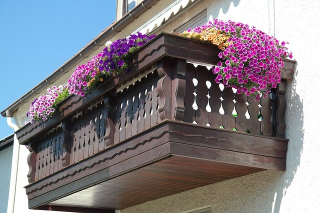 a garden on the balcony