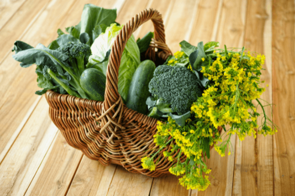 a basket of leafy greens