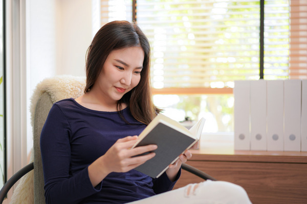 woman reading a book