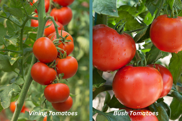 vining vs bush tomatoes graphic